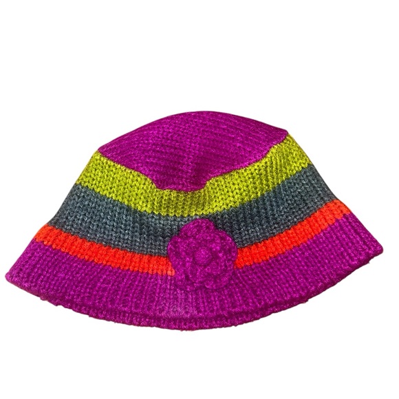 WOMENS COLORFUL Knitted Hat & Mitten set like new ! - Picture 2 of 5